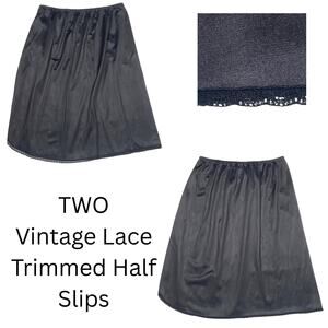 Vanity Fair & Vassarette Half Slip Women's Size Medium Lot of 2 Lace Trim Satin